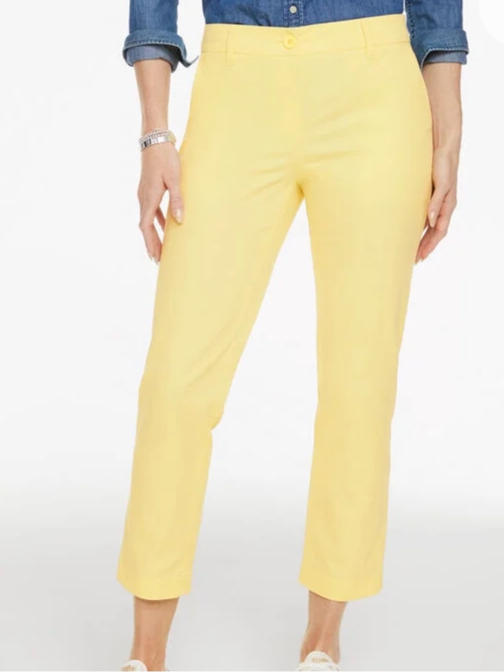 Talbots Slim Perfect Crop Pant Size 8 Yellow Mid Rise Cotton Stretch